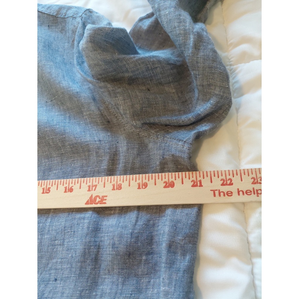 Tahari Tunic Women's Size L Blue Linen Button-Down Tunic long sleeve - Picture 7 of 8